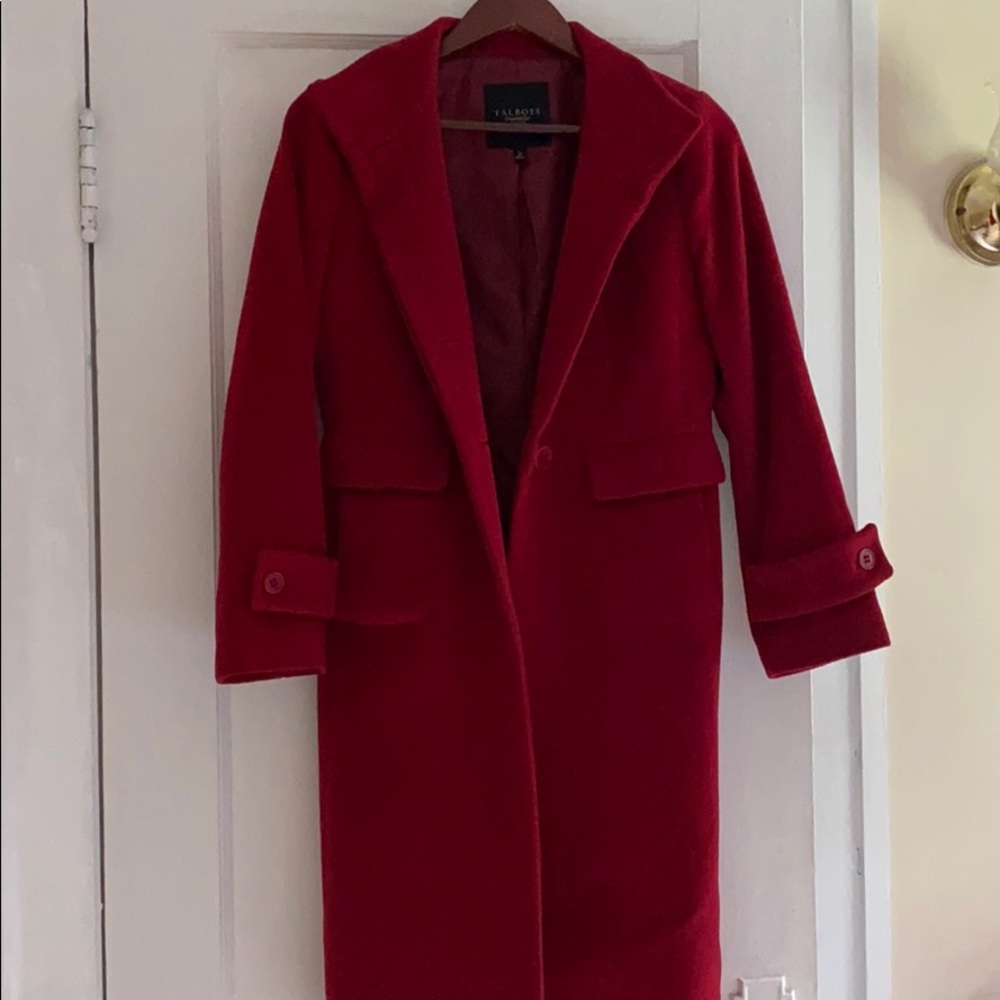 Talbots red wool winter coat